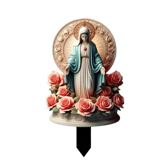 Mary Garden Stake Outdoor - Mary Statue Decorative, Acrylic Garden Stake for Balcony, Yard, Lawn, Pathway, Walkway-Angel Statues Decorations