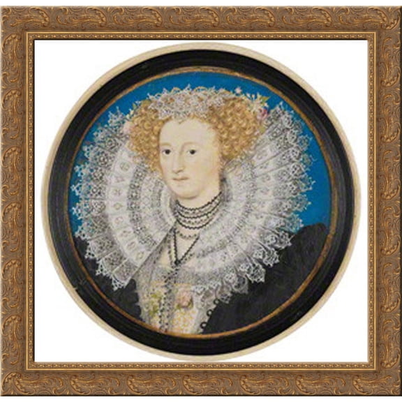 Mary Herbert, Countess of Pembroke 20x20 Gold Ornate Wood Framed Canvas Art by Nicholas Hilliard