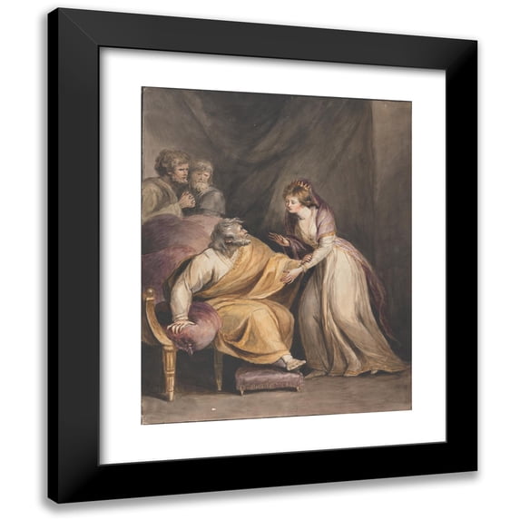 Mary Hoare 20x24 Black Modern Framed Museum Art Print Titled - Lear and Cordelia (ca. 1781)