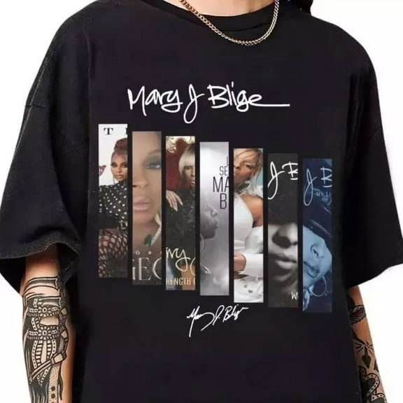 Mary J Blige 2025 Music Tour Fans Shirts T Shirt S-5XL UR829,Black color,size 5XL