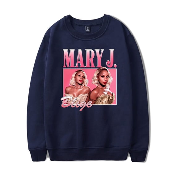 Mary J. Blige Logo Print Crewneck Sweatshirt Unisex Fashion Long Sleeve Top