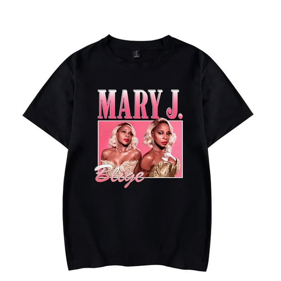 Mary J. Blige Logo Print T-shirt Women Men Casual Fashion Short Sleeve Tee