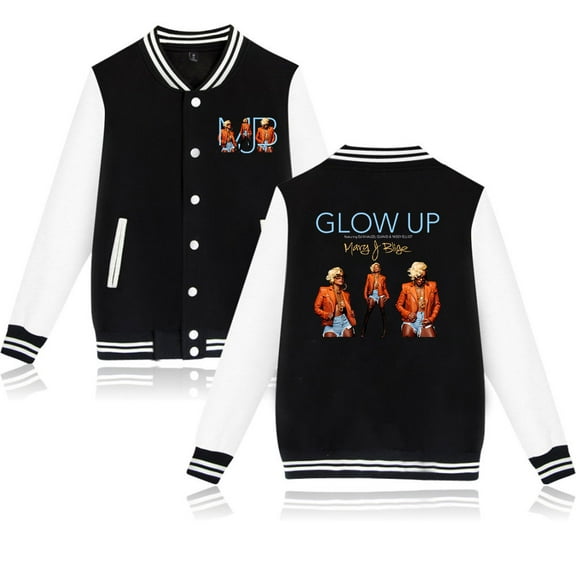 Mary J. Blige Merch Glow Up Logo Print Baseball Jacket Fashion Clothes Unisex Long Sleeve