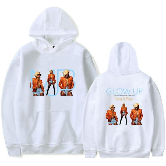 Mary J. Blige Merch Glow Up Print Hoodie Women Man Fashion Casual Long Sleeve Sweatshirt