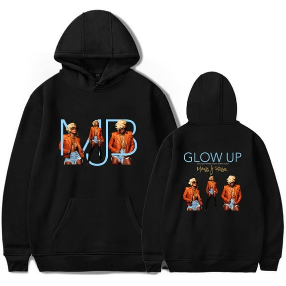 Mary J. Blige Merch Glow Up Print Hoodie Women Man Fashion Casual Long Sleeve Sweatshirt