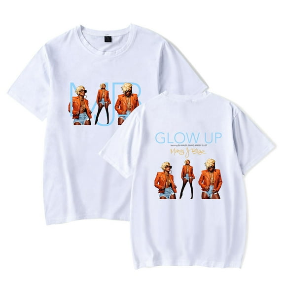 Mary J. Blige Merch Glow Up Print T-shirt Women Men Casual Fashion Short Sleeve Tee