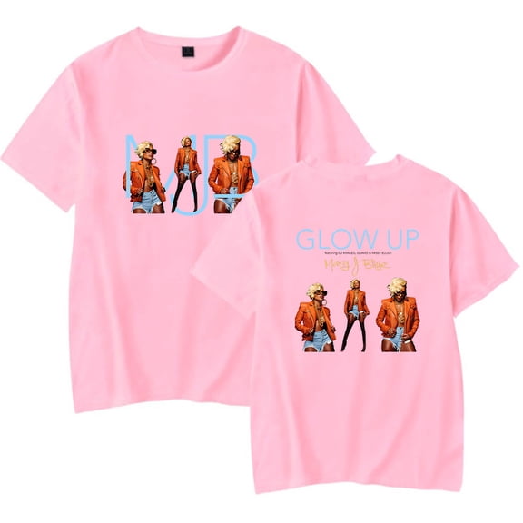 Mary J. Blige Merch Glow Up Print T-shirt Women Men Casual Fashion Short Sleeve Tee