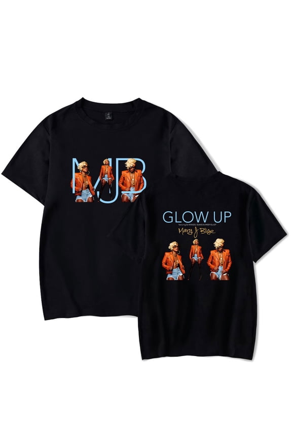 Mary J. Blige Merch Glow Up Print T-shirt Women Men Casual Fashion Short Sleeve Tee