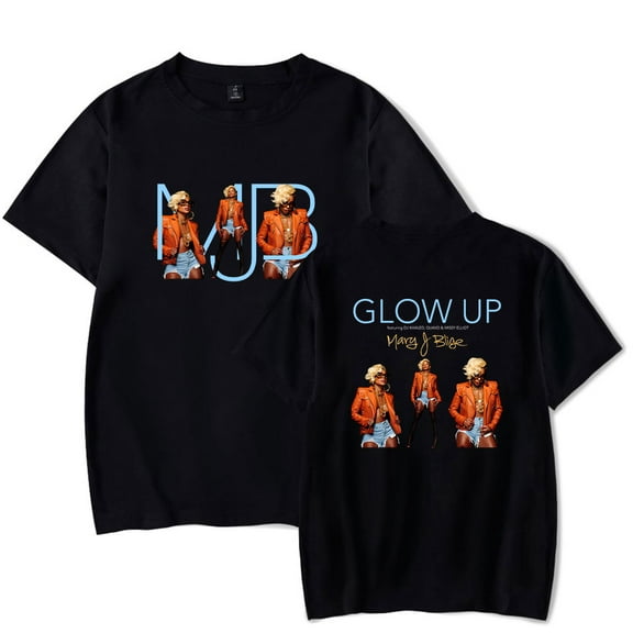 Mary J. Blige Merch Glow Up Print T-shirt Women Men Casual Fashion Short Sleeve Tee