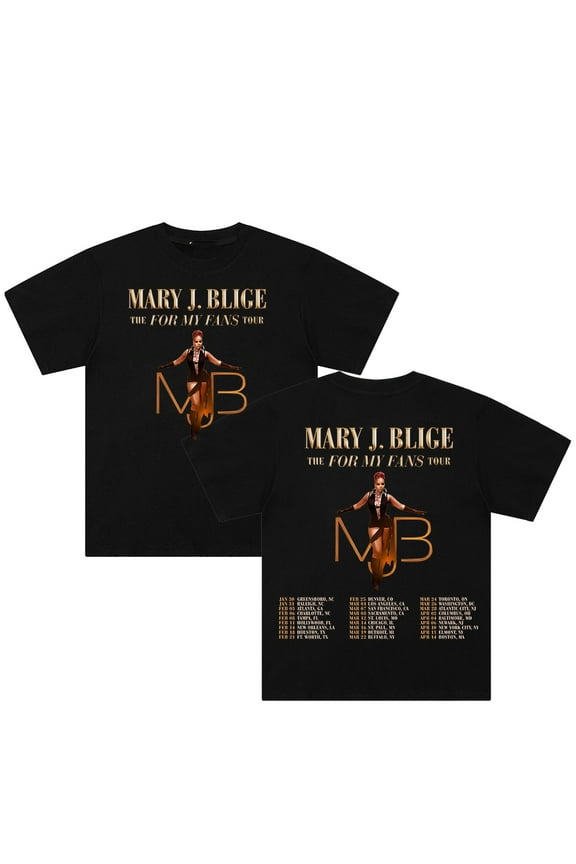 Mary J Blige The For My Fans Tour 2025 T-shirt Crewneck Short Sleeve Cotton Tee Men Women Streetwear Tops