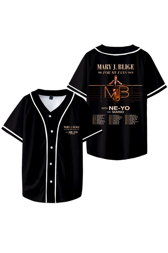Mary J. Blige The For My Fans Tour 2025 T-shirt Jersey Unisex Casual Short Sleeve Shirt Baseball Jersey