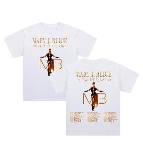 Mary J. Blige The For My Fans Tour T-shirt Crewneck Short Sleeve Cotton Tee Men Women Streetwear Tops