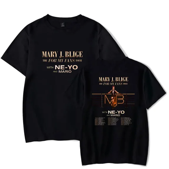 Mary J. Blige The For My Fans Tour T-shirt Hip-hop Crewneck Short Sleeve Fashion Casual Tee Summer top