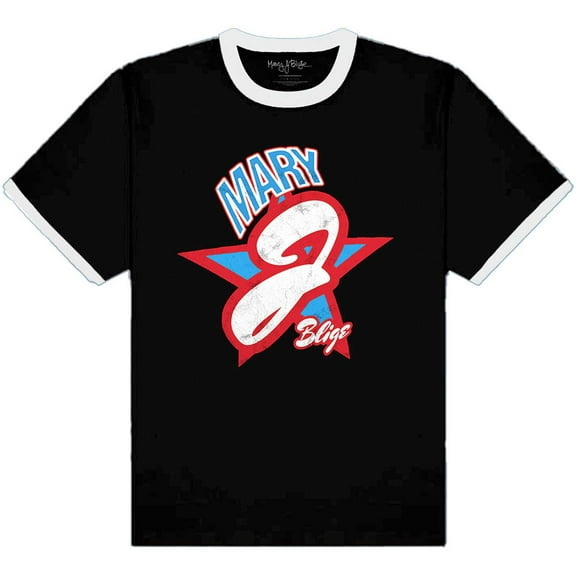 Mary J Blige Unisex Ringer T-Shirt Americana  (Small)