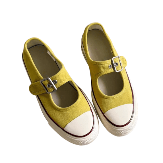 Mary Jane Canvas Shoes Women Buckle Strap Slip On Sneakers Casual Flat Round Toe Comfort Shoes