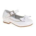thumbnail image 1 of Mary Jane Dress Shoe Pumps for Girls, Low Heel Hook Loop Buckle, White (Size 12 Little Kid), 1 of 7