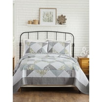 Mary Jane Farm Gray Triangles Cotton Quilts, Queen - Breathable (3 Count)