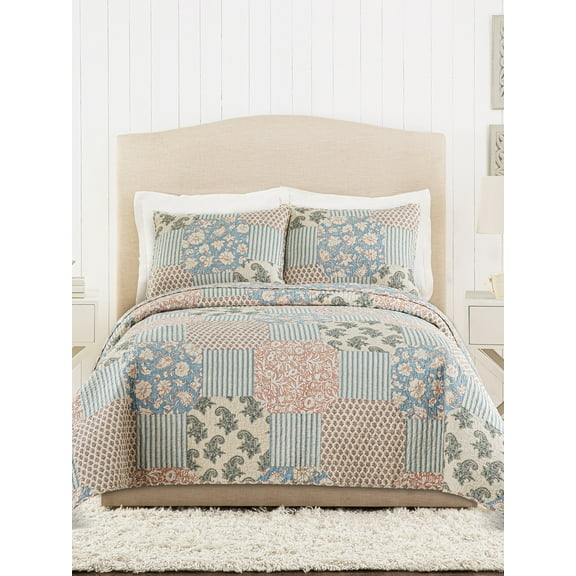 Mary Jane Farm Provencal 3-Piece Cotton Quilt Set, Rose, King, All Ages
