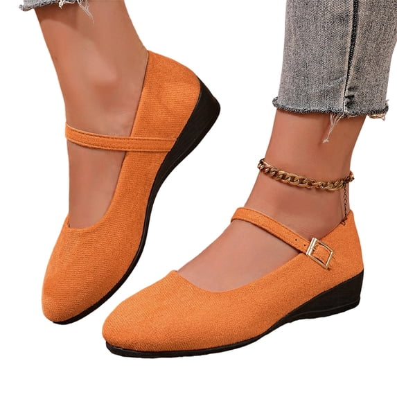 Mary Jane Flats for Women Dressy Comfortable Round Toe Ballet Flats Buckle Strap Retro Mary Jane Shoes Casual Dress Shoes for Women Womens Business Casual Shoes Office Shoes for Women Womens Shoes 38