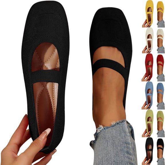 Mary Jane Flats for Women Fashion Casual Spring and Summer Beach Versatile Round Toe Hollow Breathable Solid Color Flat Shoes Women’s Flats Shoes Comfortable Crochet Casual Flats Dress Shoes