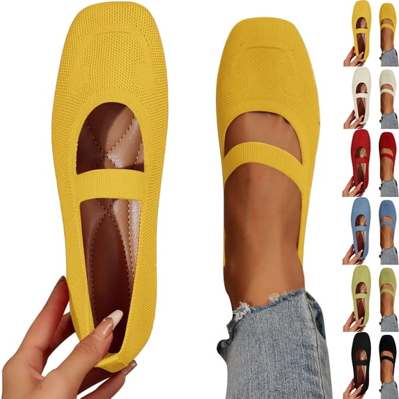 Mary Jane Flats for Women Fashion Casual Spring and Summer Beach Versatile Round Toe Hollow Breathable Solid Color Flat Shoes Women’s Flats Shoes Comfortable Crochet Casual Flats Dress Shoes