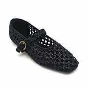 Mary Jane Flats for Women, Comfortable Round Toe Dressy Ballet Flats with Braided Adjustable Buckle and Memory Foam Cushioning