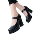 thumbnail image 1 of Mary Jane Heels Closed Round Toe Chunky Pumps for Women Comfortable Block Heel Dress Shoes Women Casual High Heel Buckle Strap Shoes, 1 of 7