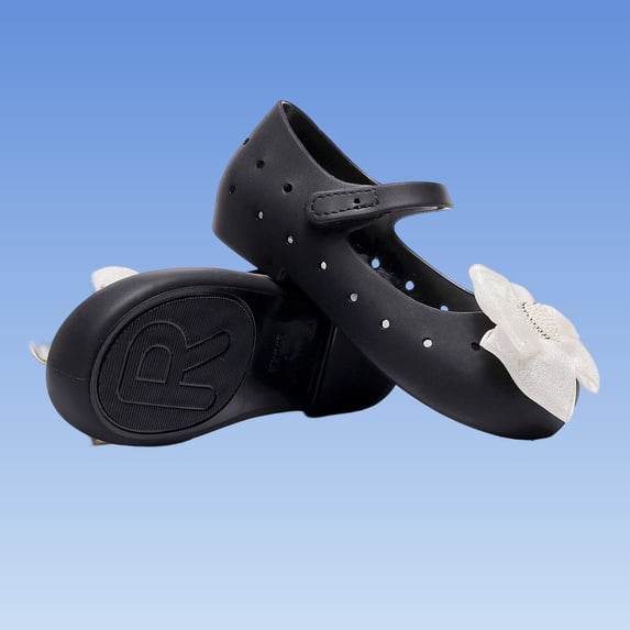 Mary Jane Kids Girls Dress Shoes - Breathable Lightweight Low Heel Bow Flats, Black,Size 26