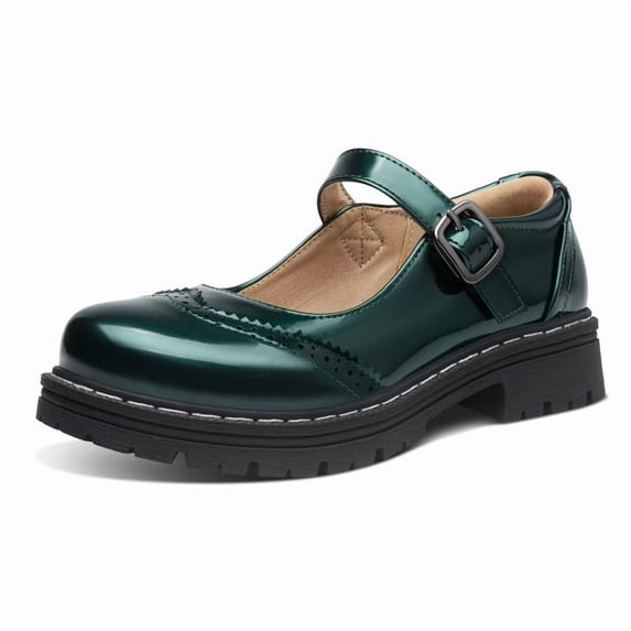 Mary Jane Loafers Gothic Thick Platform Heel Imitation Leather Round Toe Ankle Strap Dress Shoes For Campus Work Casual Occasions