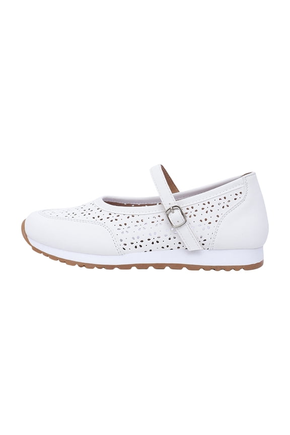 Mary Jane Shoes For Women Casual Hollow‑Out Adjustable Buckle Strap Flats Wedge Platform Walking Shoes Non‑Slip Soft Sole Dressy Comfort Quick Drying Flats Indoor & Outdoor Slides