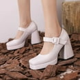 thumbnail image 1 of Mary Jane Shoes Women,Elegant Women Heels Retro Square Toe Dressy Fashion Mary Jane Shoes for Formal Events,Womens Mary Jane Flats,02 White,7.5, 1 of 8