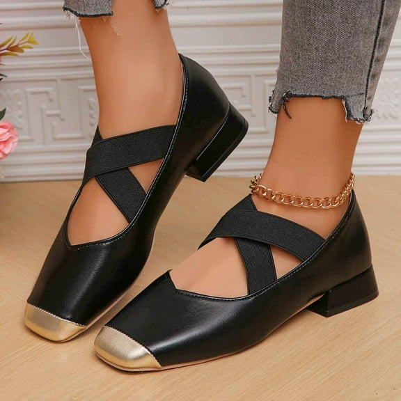 Mary Jane Shoes Women,Low Heel Straps Casual All Seasons Mary Jane Shoes for Daily Wear Work,Black Mary Janes for Women,Black,7.5