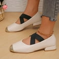 thumbnail image 1 of Mary Jane Shoes Women,Low Heel Straps Casual All Seasons Mary Jane Shoes for Daily Wear Work,Pink Mary Janes,White,7.5, 1 of 8