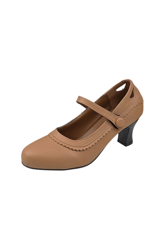 Mary Jane Shoes Women,Modern Dance Indoor Friendship Square National Standard Mary Jane Shoes for Dance Activities,White Mary Janes for Women,03 Khaki,5.5