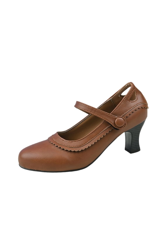 Mary Jane Shoes Women,Modern Dance Indoor Friendship Square National Standard Mary Jane Shoes for Dance Activities,Platform Mary Janes,03 Brown,5.5
