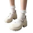 thumbnail image 1 of Mary Jane Shoes for Women, Retro Platform Chunky Heel Pumps, Round Toe Block Heel Dress Shoes, Matte Lug Sole Buckle Strap Office School Uniform Pumps, 1 of 5