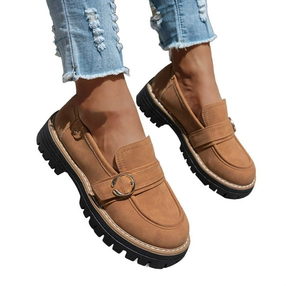 Mary Jane Shoes Women,Solid Color Platform Design Fashion Comfortable Leather Mary Jane Shoes,Platform Mary Janes,Brown,9.5