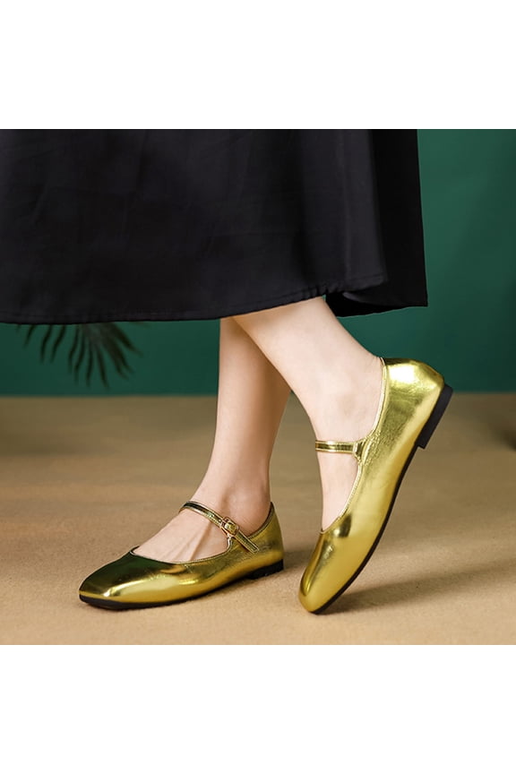 Mary Jane Shoes for Women Square Toe Ballet Flats Comfortable Ankle Strap Casual Slip On Flats Gothic Shoes Womens Dress Shoes School Uniform Casual & Dress Shoes for Women Dressy (US Size: 8)