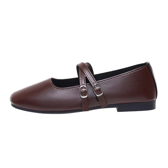 Mary Jane Shoes Women Square Toe Flats for Women Dressy Ballet Flat Mary Jane Flats with Buckle Strap Comfortable Slip On Casual Shoes