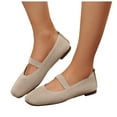 thumbnail image 1 of Mary Jane Shoes Women Square Toe Knitted Ballet Flat Shoes Comfortable Arch Support Orthopedic Walking Shoes Casual Dressy Shoes White Size 6, 1 of 7