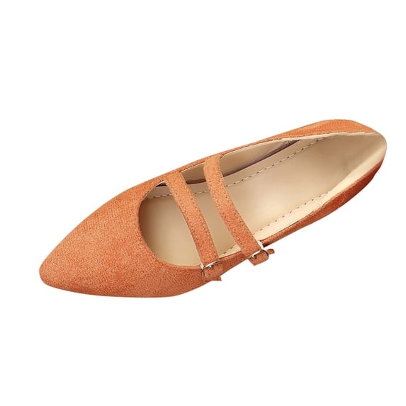 Mary Jane Shoes for Women Pointed Toe Ballet Flats with Adjustable Double Buckle Strap Comfortable Slip On Dress Shoes for Office Daily