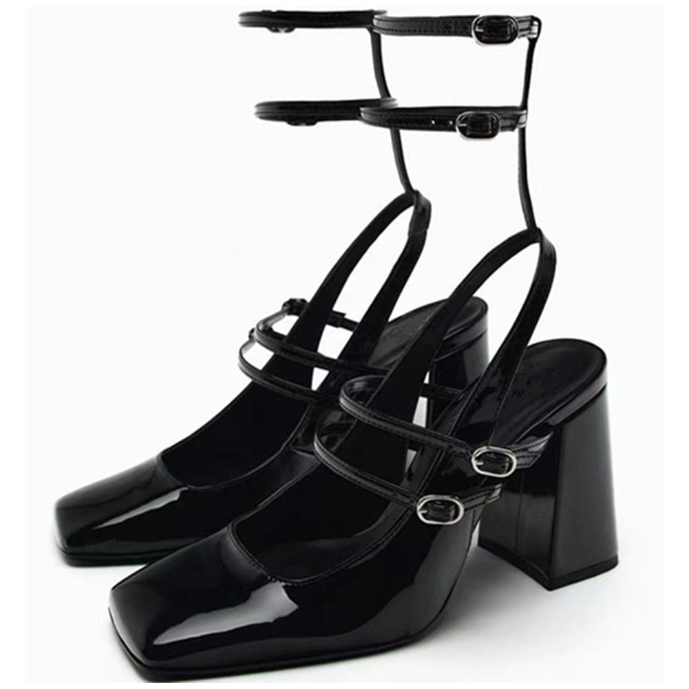 Mary Jane VintageSandalias de tacón alto para mujer, zapatos femeninos