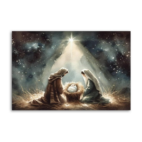 Mary & Joseph Birth of Jesus Wall Art Poster Scroll Canvas Painting Picture Living Room Decor Home 16x24inch(40x60cm)