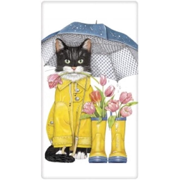 Mary Lake Thompson BT180 Cat with Tulips Flour Sack Towel 30 x 30