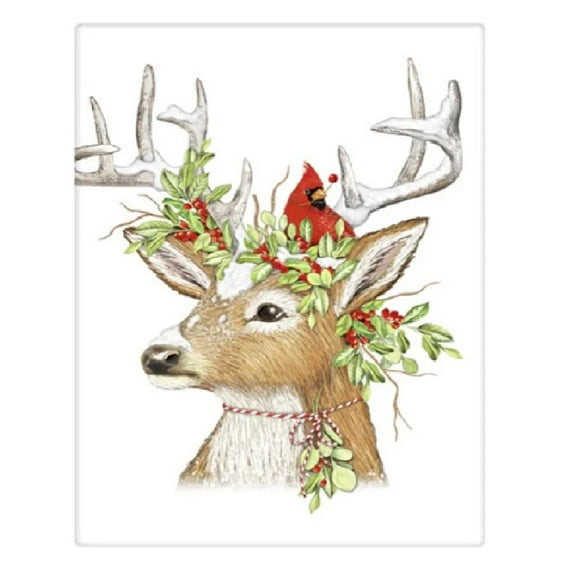 Mary Lake Thompson BT608 Cardinal Deer Flour Sack Towel 30 Inches Square