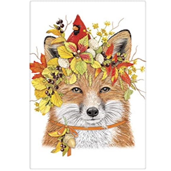 Mary Lake-Thompson BT710 Fall Leaves Fox Flour Sack Towel 30 Inches