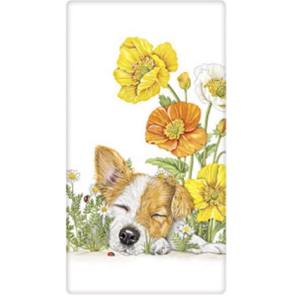 Mary Lake-Thompson BT803 Puppy Poppies Flour Sack Towel 30 Inches Square