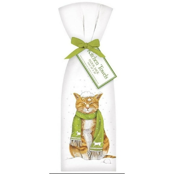 Mary Lake-Thompson Cat in the Snow Flour Sack Towels, Set of 2, 30x30