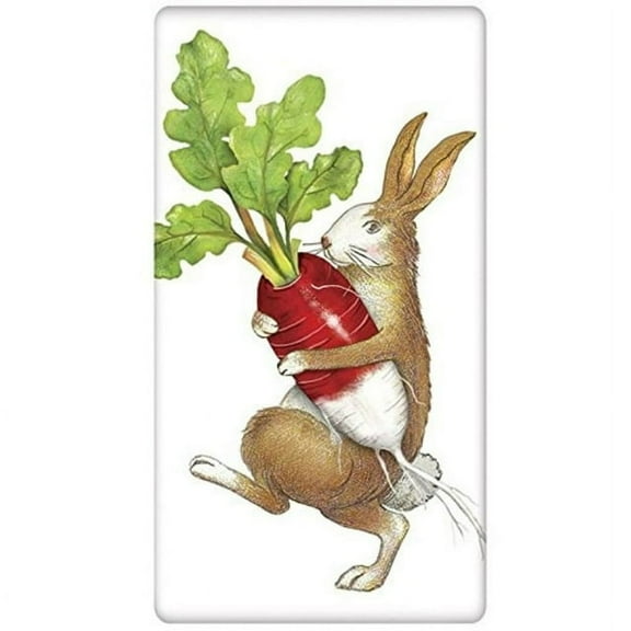 Mary Lake-Thompson Rabbit with Radish Flour Sack Dish Towel