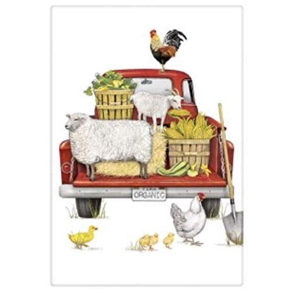 Mary Lake-Thompson Red Truck Farmhouse Flour Sack Towel